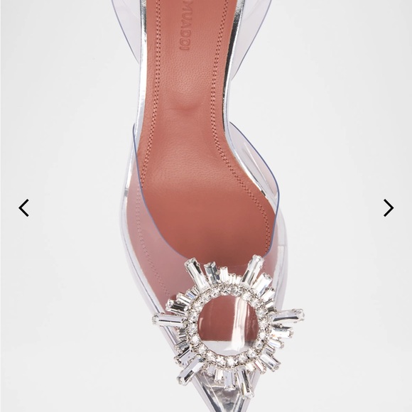 Amina Muaddi Transparent and Silver Embellished Heels - Picture 8 of 12